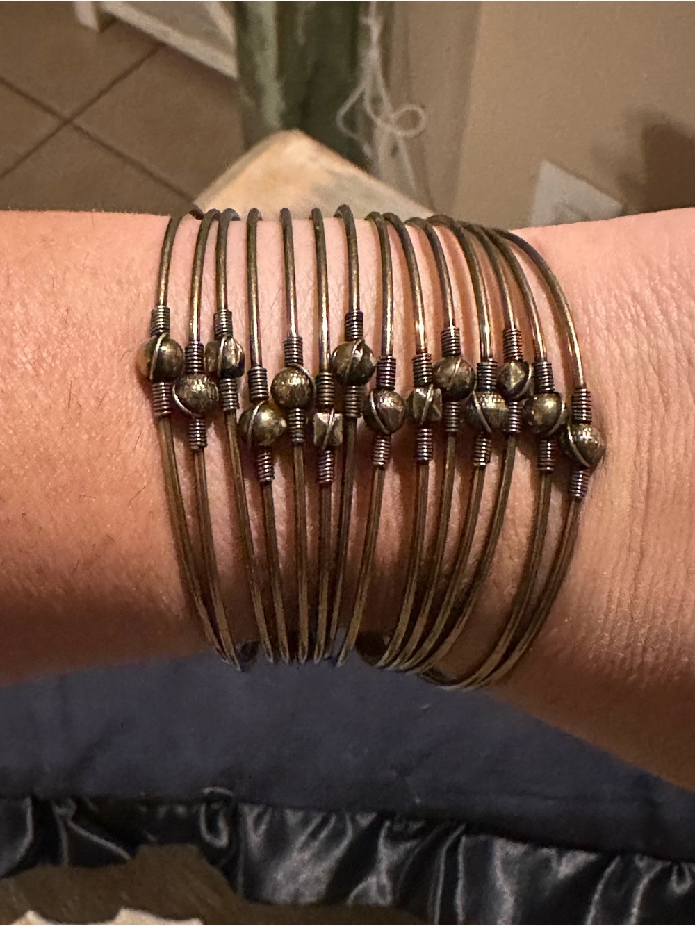 Antique Brass Multi-Bangle Wire Bracelet - Women Jewelry